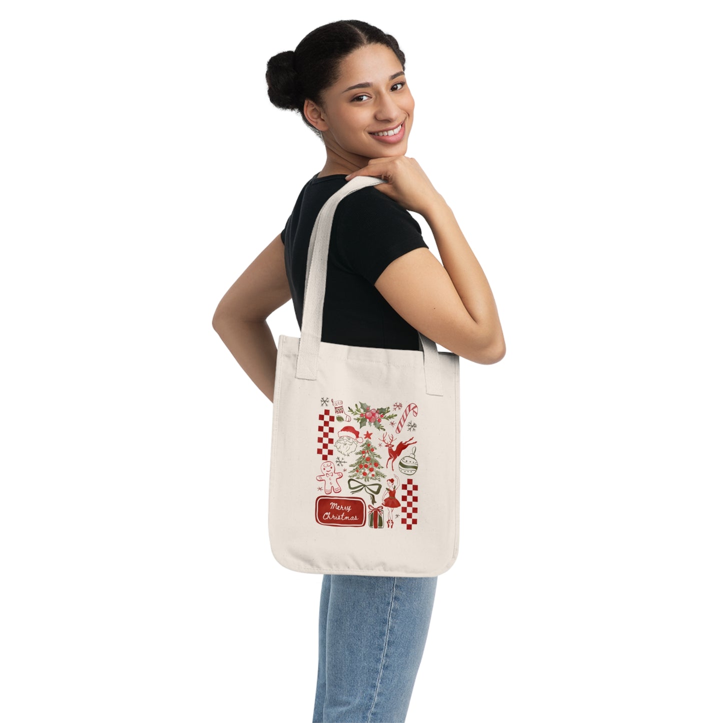 Christmas Collage Tote Bag — Merry Modern Holiday Canvas Tote