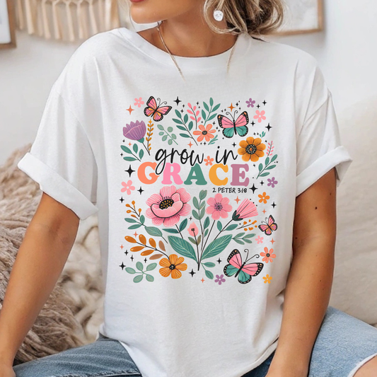 Grow in Grace Floral T‑Shirt