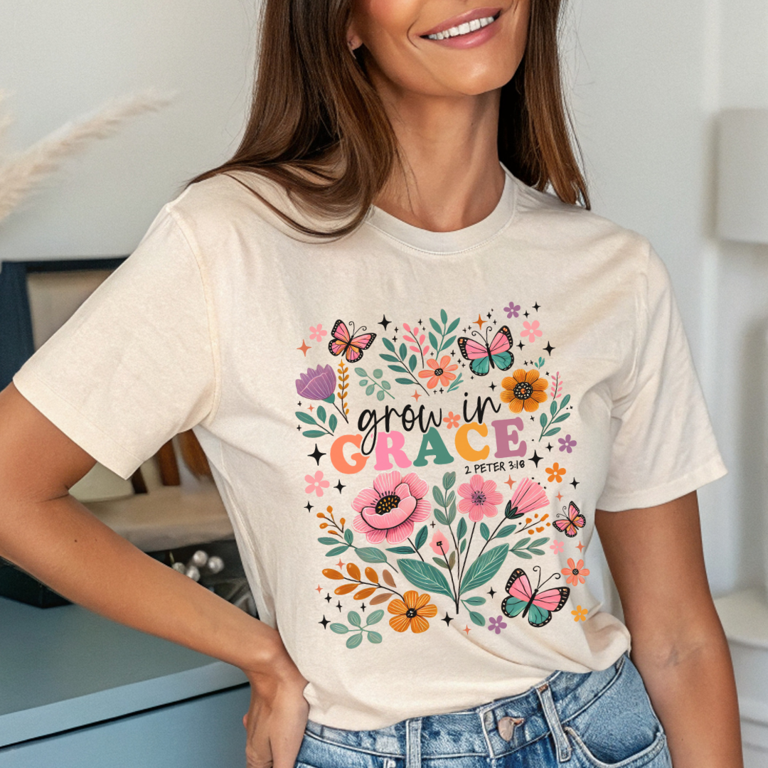 Grow in Grace Floral T‑Shirt