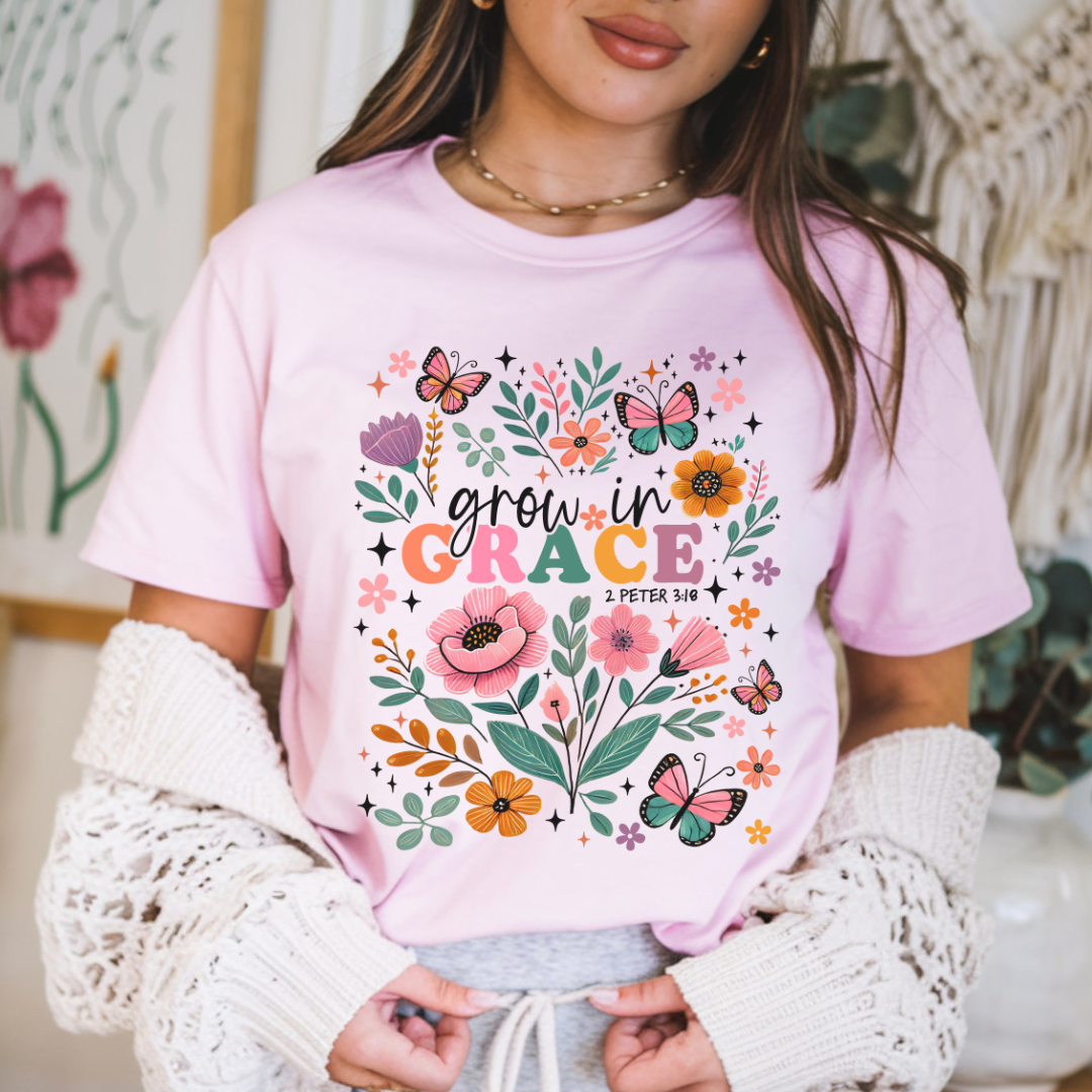 Grow in Grace Floral T‑Shirt