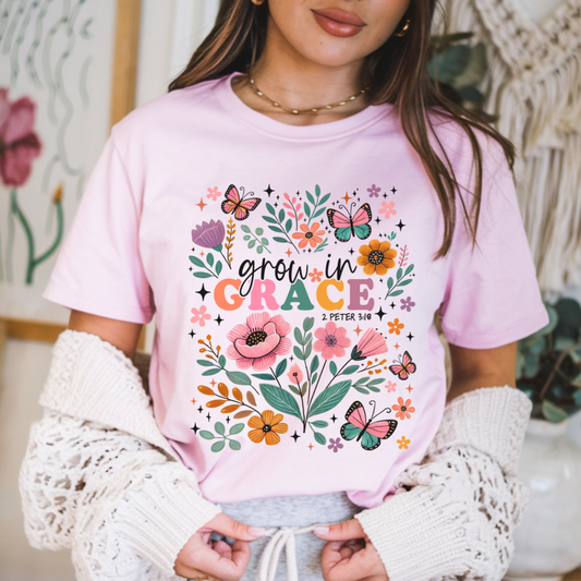 Grow in Grace Floral T‑Shirt